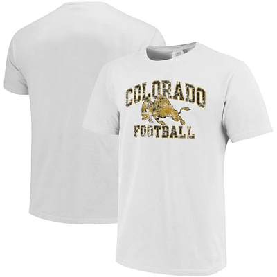 T-shirt blanc pour hommes des couleurs confortables de l'arche football Buffaloes du Colorado sur la mascotte