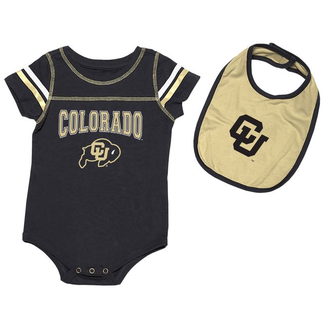 Ensemble de body et bavoir Colosseum noir Colorado Buffaloes pour nouveau-né nourrisson