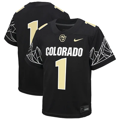 Maillot de football réplique préscolaire Nike #1 Black Colorado Buffaloes Untouchable