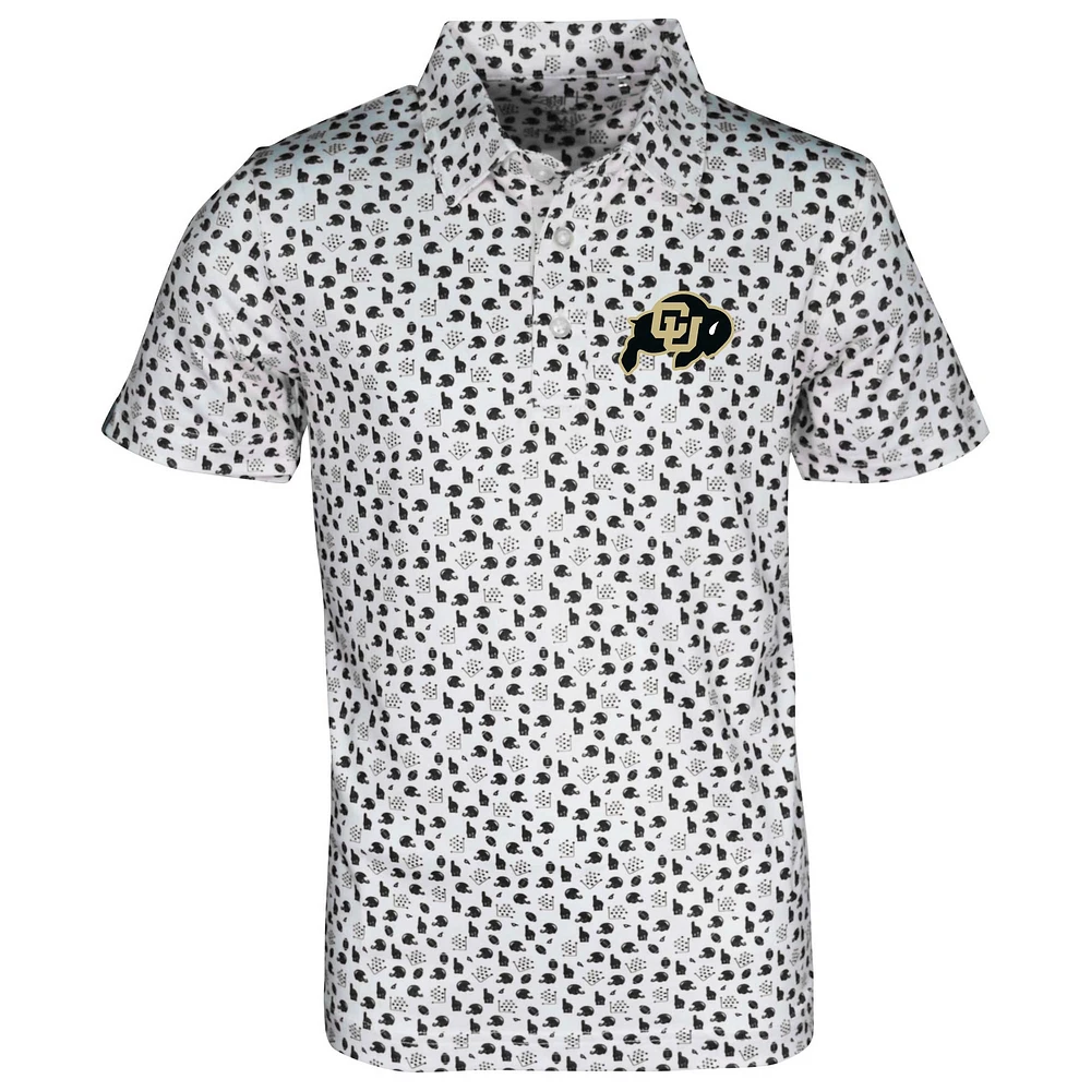 Toddler Garb White Colorado Buffaloes Earnest Allover Print Polo