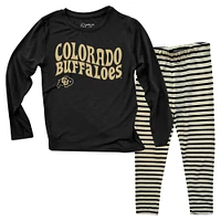 Ensemble haut à manches longues et leggings rayés pour tout-petits Wes & Willy Black Colorado Buffaloes