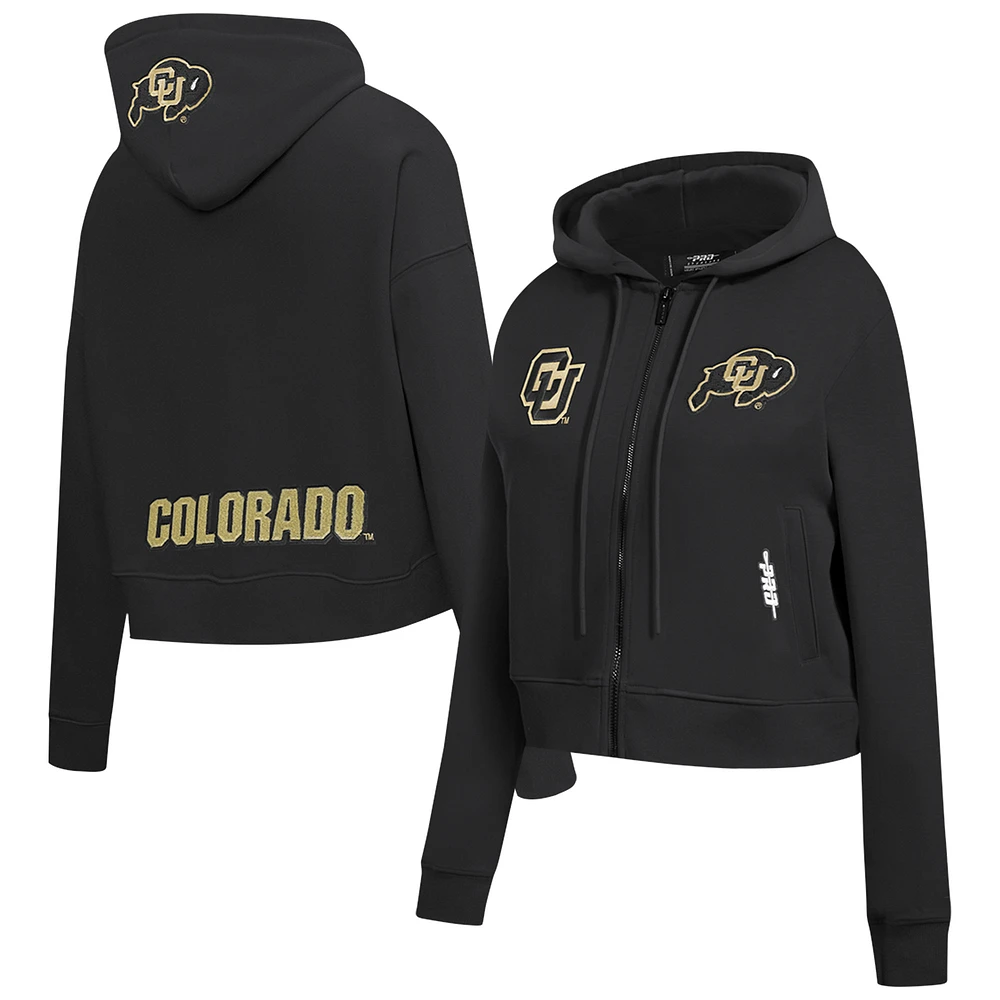 Veste à capuche entièrement zippée sequins Game Day Pro Standard noire des Colorado Buffaloes pour femme