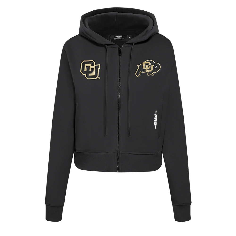 Veste à capuche entièrement zippée sequins Game Day Pro Standard noire des Colorado Buffaloes pour femme