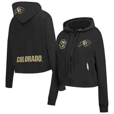 Veste à capuche entièrement zippée sequins Game Day Pro Standard noire des Colorado Buffaloes pour femme