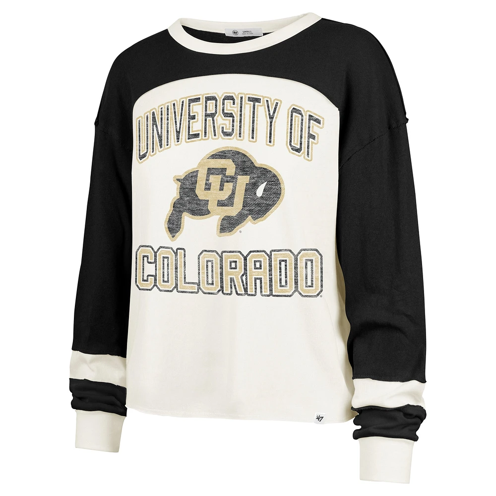 Women's '47  Cream Colorado Buffaloes Double Header Curve Raglan Long Sleeve T-Shirt