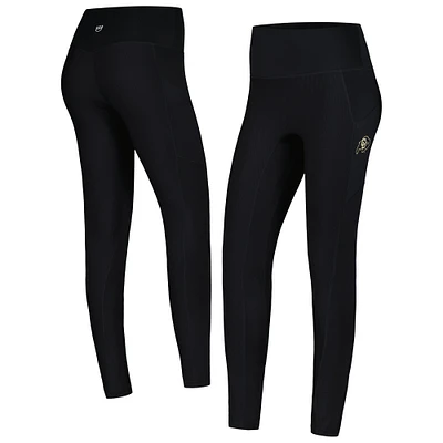 Women's  Black Colorado Buffaloes 7/8 Mixed Media Pocket iLeggings