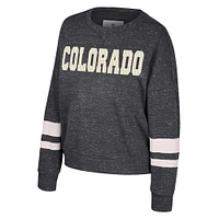 Women's Colosseum Black Colorado Buffaloes Lost City Speckle Pullover Sweatshirt