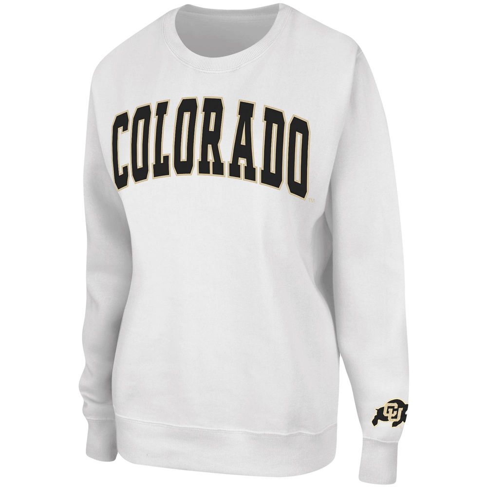 Women's Colosseum White Colorado Buffaloes Campanile Pullover Sweatshirt