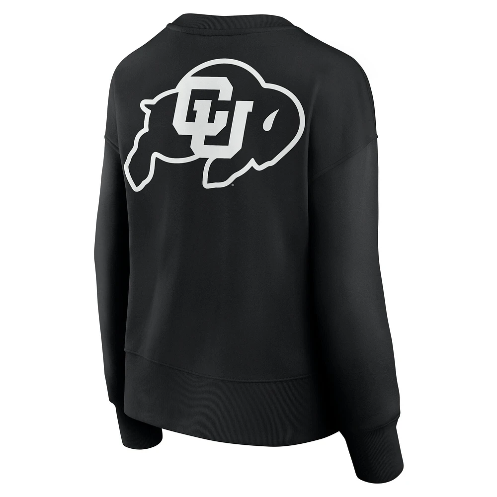 Women's Fanatics Black Colorado Buffaloes Supersoft Flow Fleece Pullover Sweatshirt