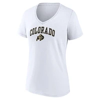 T-shirt à col en V blanc Fanatics pour femmes Colorado Buffaloes Campus