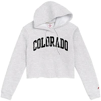 Women's League Collegiate Wear Ash Colorado Buffaloes 2-Hit 1636 Cropped Pullover Hoodie