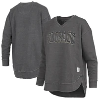 Women's Pressbox  Black Colorado Buffaloes Westin Poncho V-Neck Pullover Sweatshirt