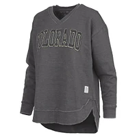 Women's Pressbox  Black Colorado Buffaloes Westin Poncho V-Neck Pullover Sweatshirt