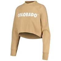 Women's Tan Colorado Buffaloes Raglan Cropped Sweatshirt & Sweatpants Set