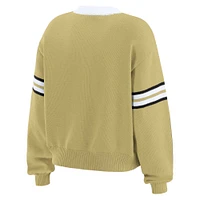 Women's WEAR by Erin Andrews Gold Colorado Buffaloes Lace-Up Pullover Sweater