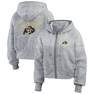 Sweat à capuche zippé double-hit raglan Speckle pour femme WEAR by Erin Andrews Heather Gray des Colorado Buffaloes