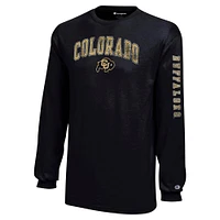 Youth Champion Black Colorado Buffaloes Distressed Arch Over Logo Long Sleeve T-Shirt