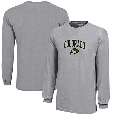 T-shirt en jersey à manches longues avec Logo Arch Over des Colorado Buffaloes de la jeunesse Champion gris