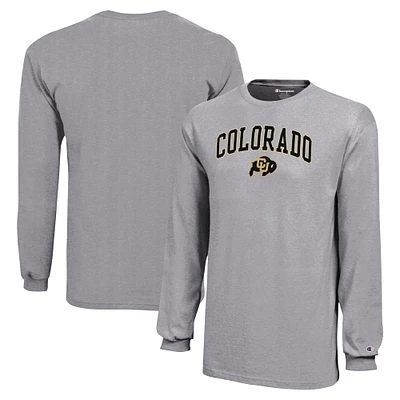 T-shirt à manches longues avec Logo Arch Over des Colorado Buffaloes gris Champion pour les jeunes