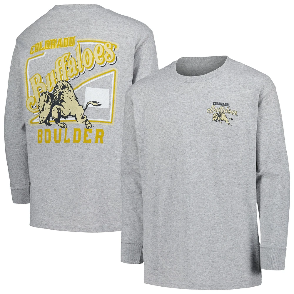 Youth Gray Colorado Buffaloes Retro Script Long Sleeve T-Shirt