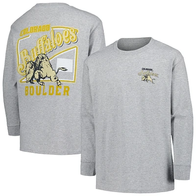 T-shirt gris à manches longues avec script rétro des Colorado Buffaloes pour jeunes