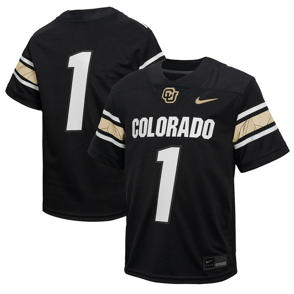 Youth Nike #1 Black Colorado Buffaloes Throwback Replica Jersey