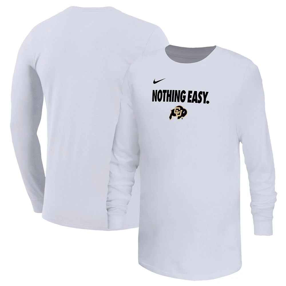 Youth Nike White Colorado Buffaloes 2025 On-Court Bench Long Sleeve T-Shirt