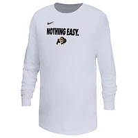 Youth Nike White Colorado Buffaloes 2025 On-Court Bench Long Sleeve T-Shirt