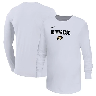 Youth Nike White Colorado Buffaloes 2025 On-Court Bench Long Sleeve T-Shirt