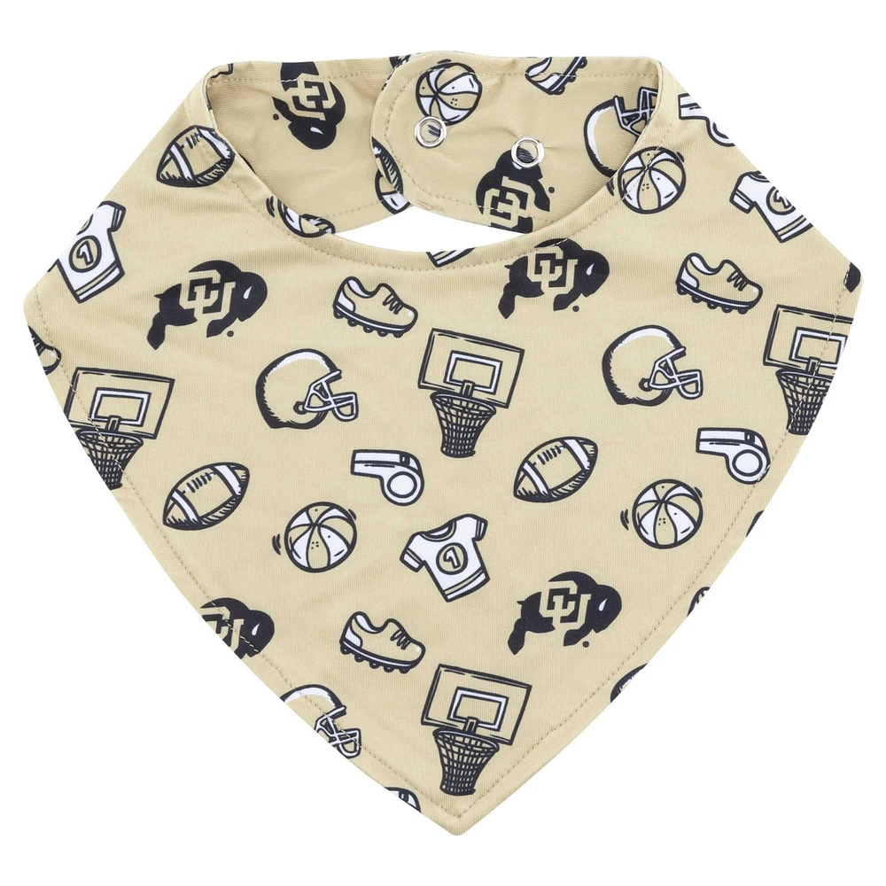 ZooZatz Gold Colorado Buffaloes All Over Print Baby Bib