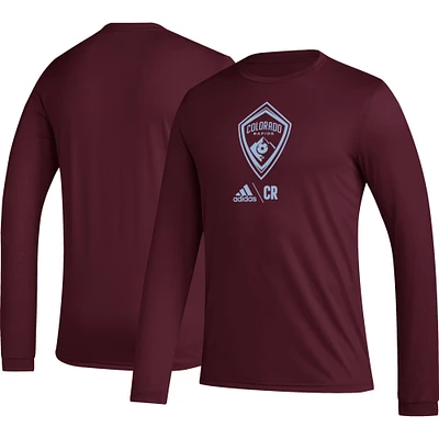 T-shirt à manches longues adidas Colorado Rapids Icon pour homme, bourgogne