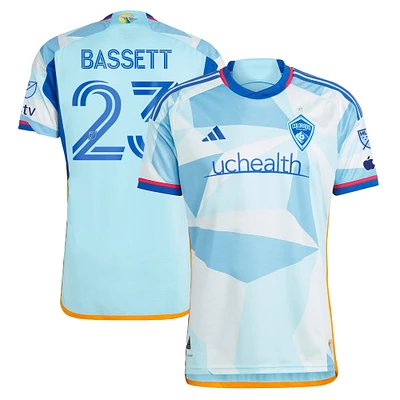 Men's adidas Cole Bassett Light Blue Colorado Rapids 2023 New Day Kit Authentic Jersey