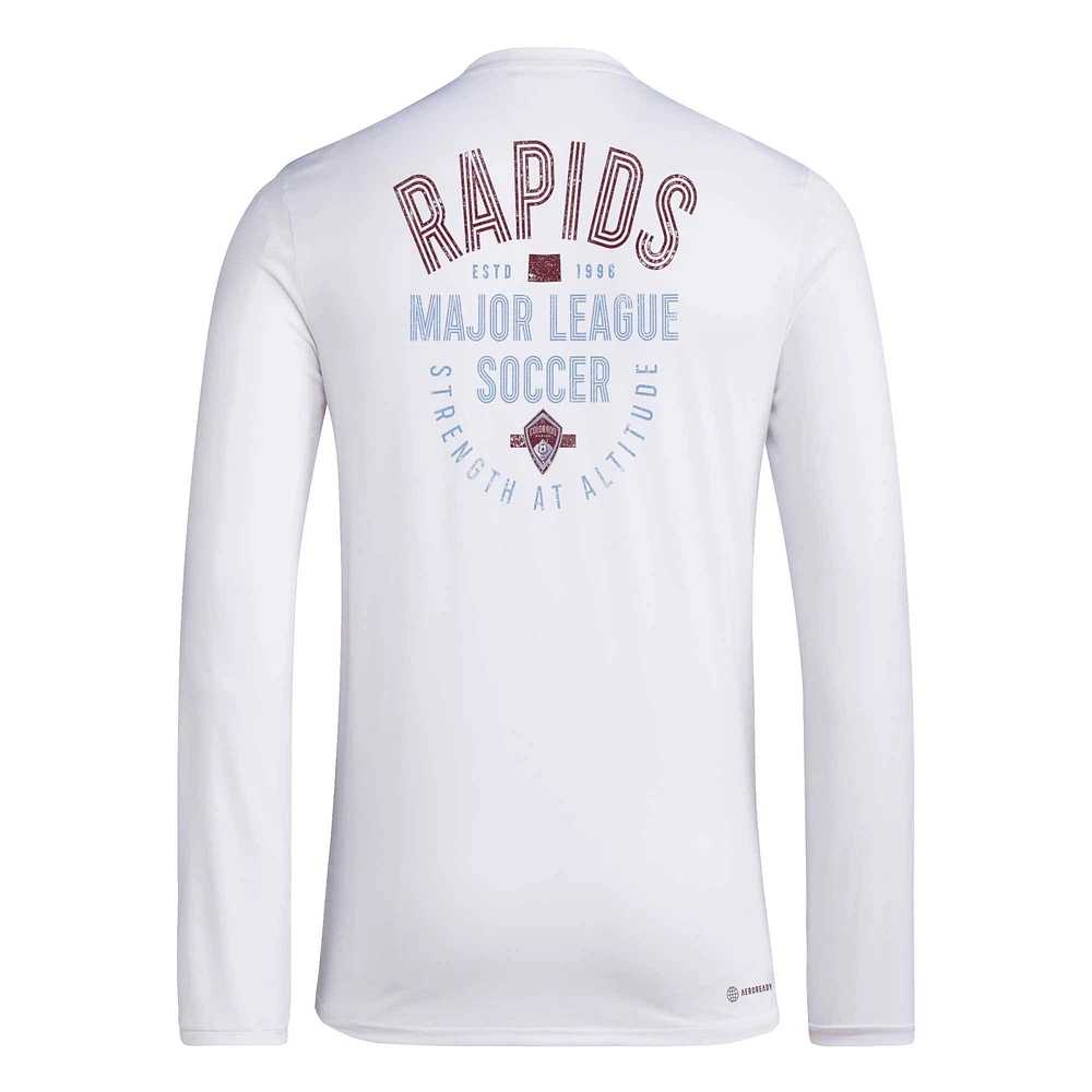 T-shirt à manches longues adidas Colorado Rapids Local Stoic pour hommes, blanc