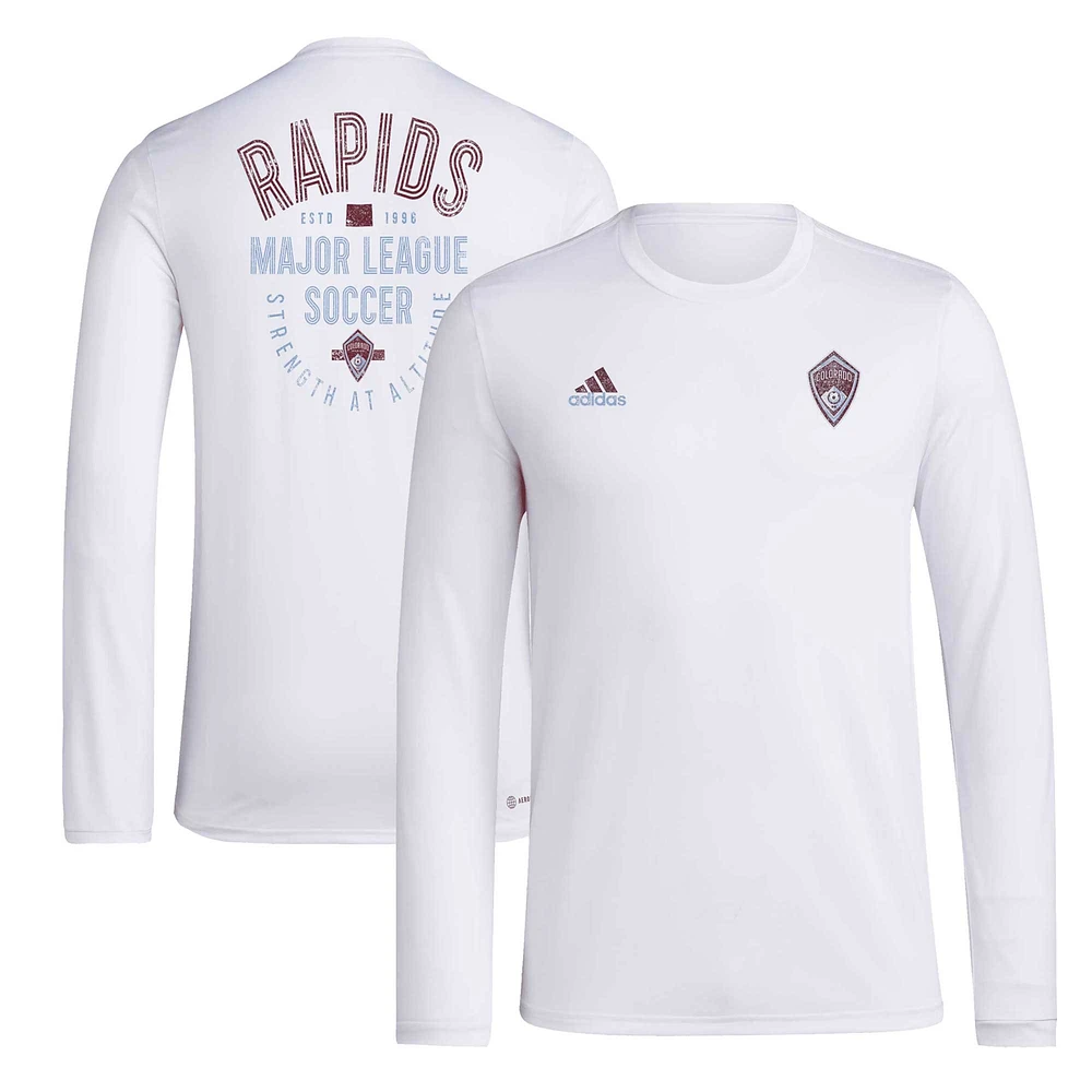 T-shirt à manches longues adidas Colorado Rapids Local Stoic pour hommes, blanc