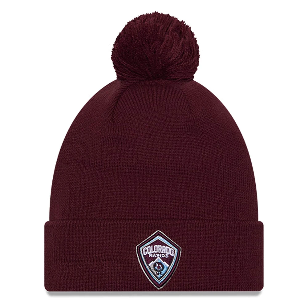 Men's New Era  Burgundy Colorado Rapids Jersey Hook Cuff Knit Hat with Pom