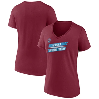 T-shirt à col en V emblématique Fanatics Burgundy Colorado Rapids pour femmes