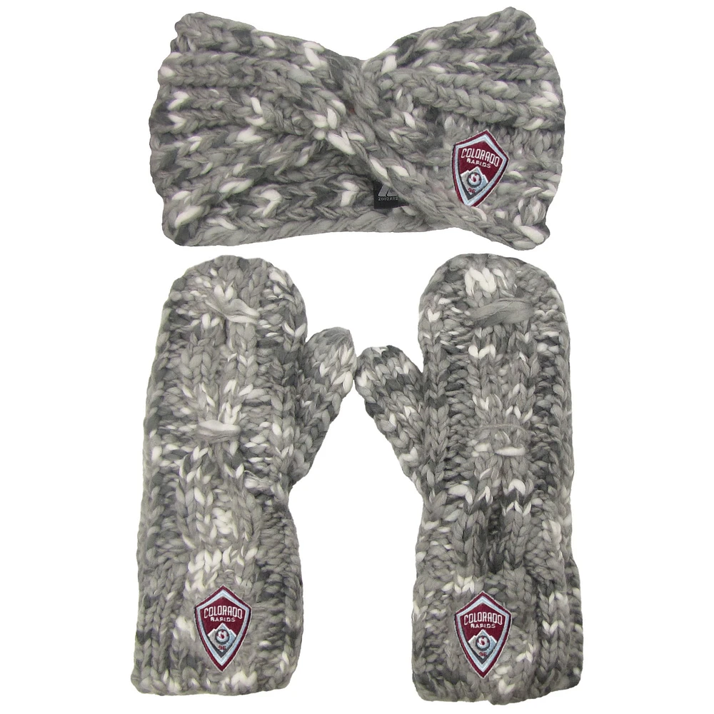 Ensemble de bandeau et mitaines gris chiné Colorado Rapids ZooZatz pour femme