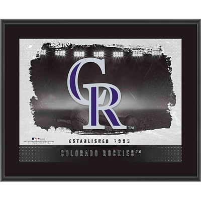 Plaque horizontale encadrée avec logo d'équipe sublimé des Colorado Rockies de 10,5" x 13"