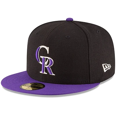 Colorado Rockies New Era Authentic Collection On Field 59FIFTY - Fitted Structured Hat Black/Purple