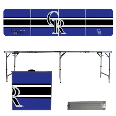 Colorado Rockies Striped Design 8' Portable Folding Tailgate Table
