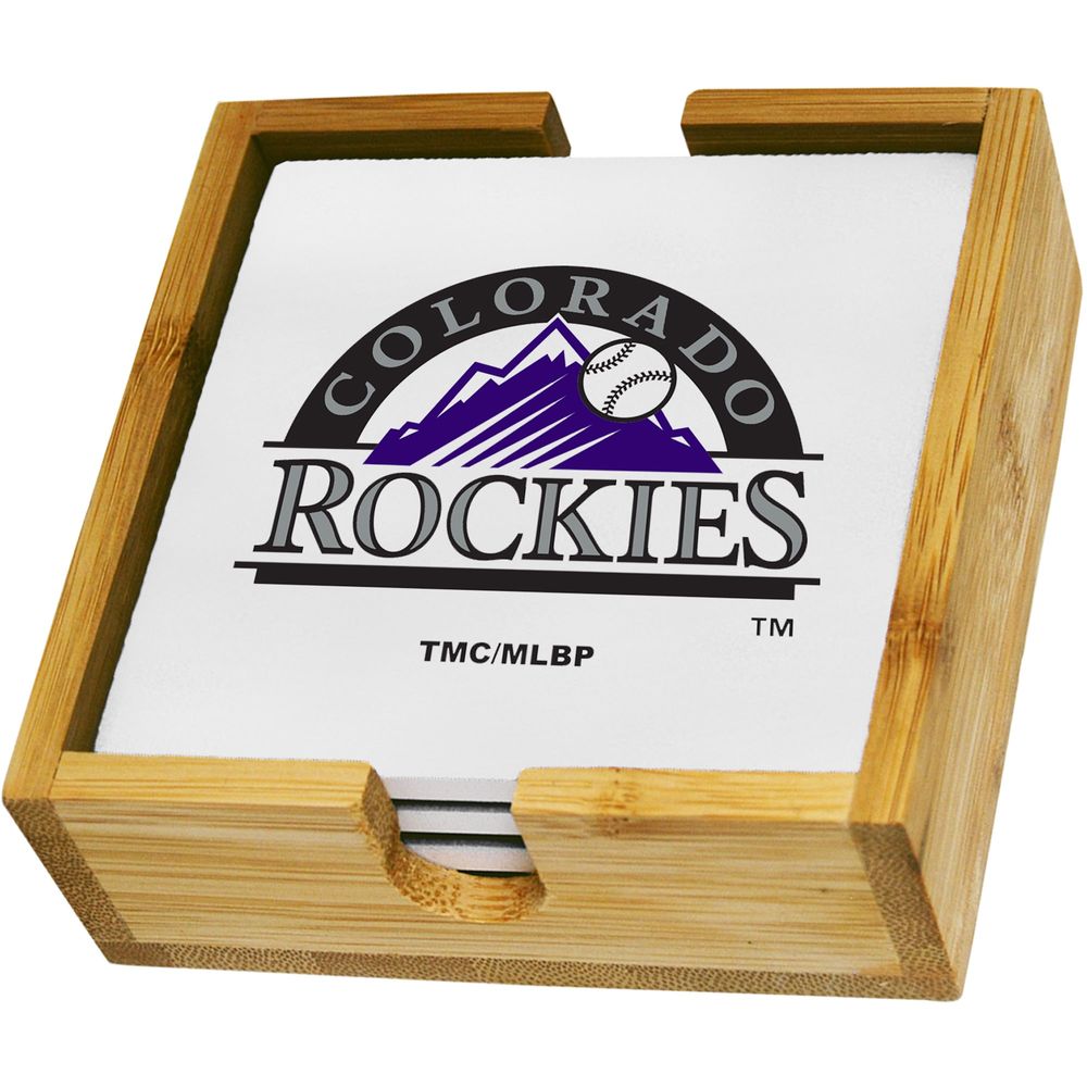 Colorado Rockies Team Logo Four-Pack Square Coaster Set