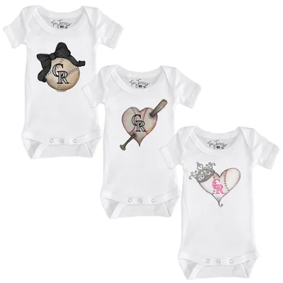 Colorado Rockies Tiny Turnip Girls Infant 3-Piece Bodysuit Set - White