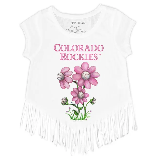 Colorado Rockies Tiny Turnip Youth Girl Teddy T-Shirt - White