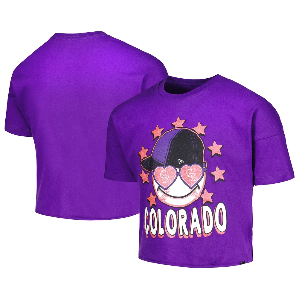 T-shirt à demi-manches violet Colorado Rockies Team New Era pour jeune fille