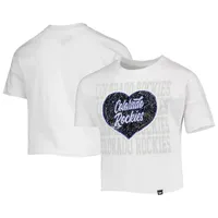 Lids Cincinnati Reds New Era Girls Youth Flip Sequin Heart Crop Top - White