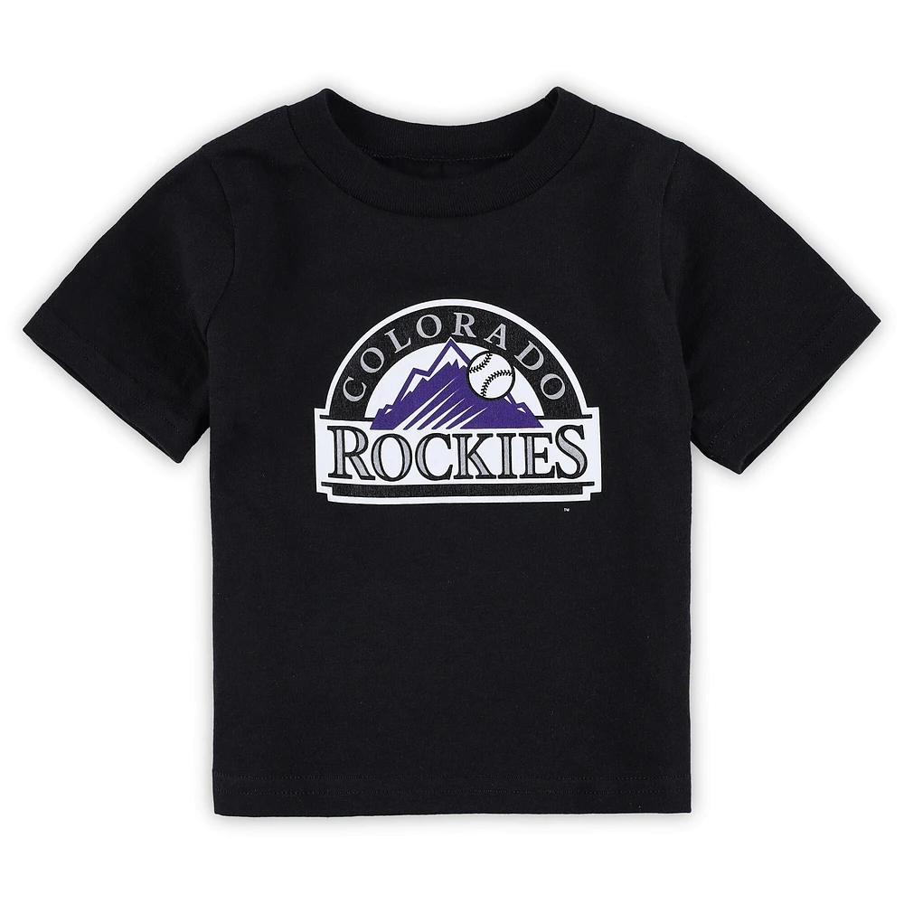 T-shirt noir Colorado Rockies Team Crew pour bébé avec logo principal