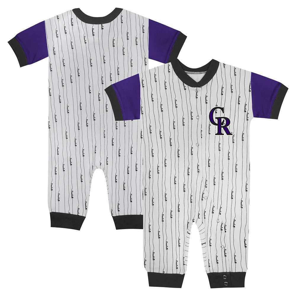 Pull à bouton-pression blanc avec logo des Rockies du Colorado pour bébé Fanatics