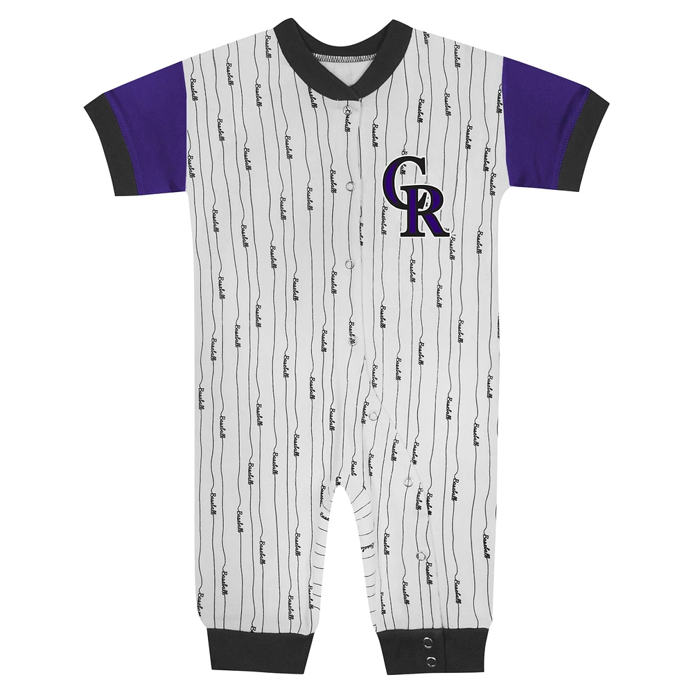 Pull à bouton-pression blanc avec logo des Rockies du Colorado pour bébé Fanatics