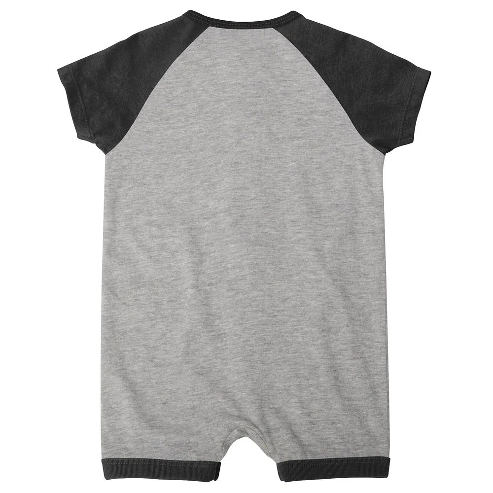 Infant  Heather Gray Colorado Rockies Extra Base Hit Raglan Full-Snap Romper