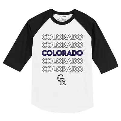 Colorado Rockies Tiny Turnip Infant Stacked Raglan 3/4 Sleeve T-Shirt - White/Black